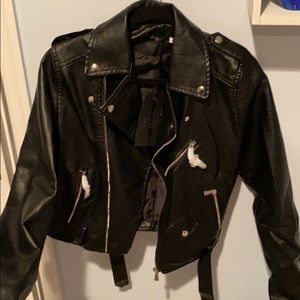 Black Faux Leather Moto Jacket (new with tags)